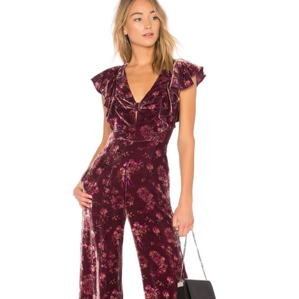 Rebecca Taylor Burgundy Floral Jumpsuit